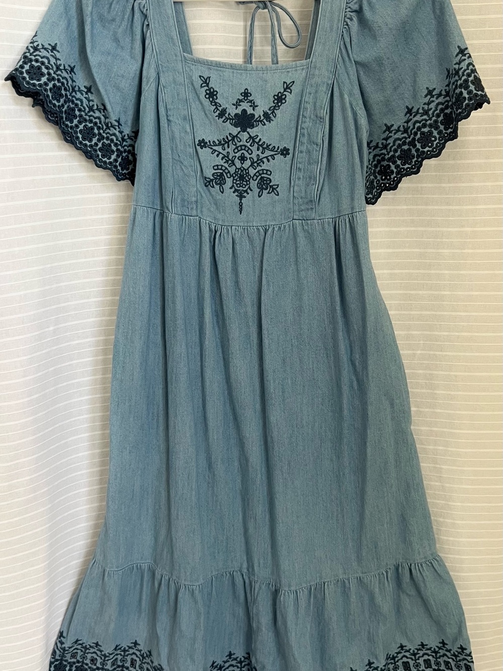 Old Navy Light Blue Embroidered Cotton Dress